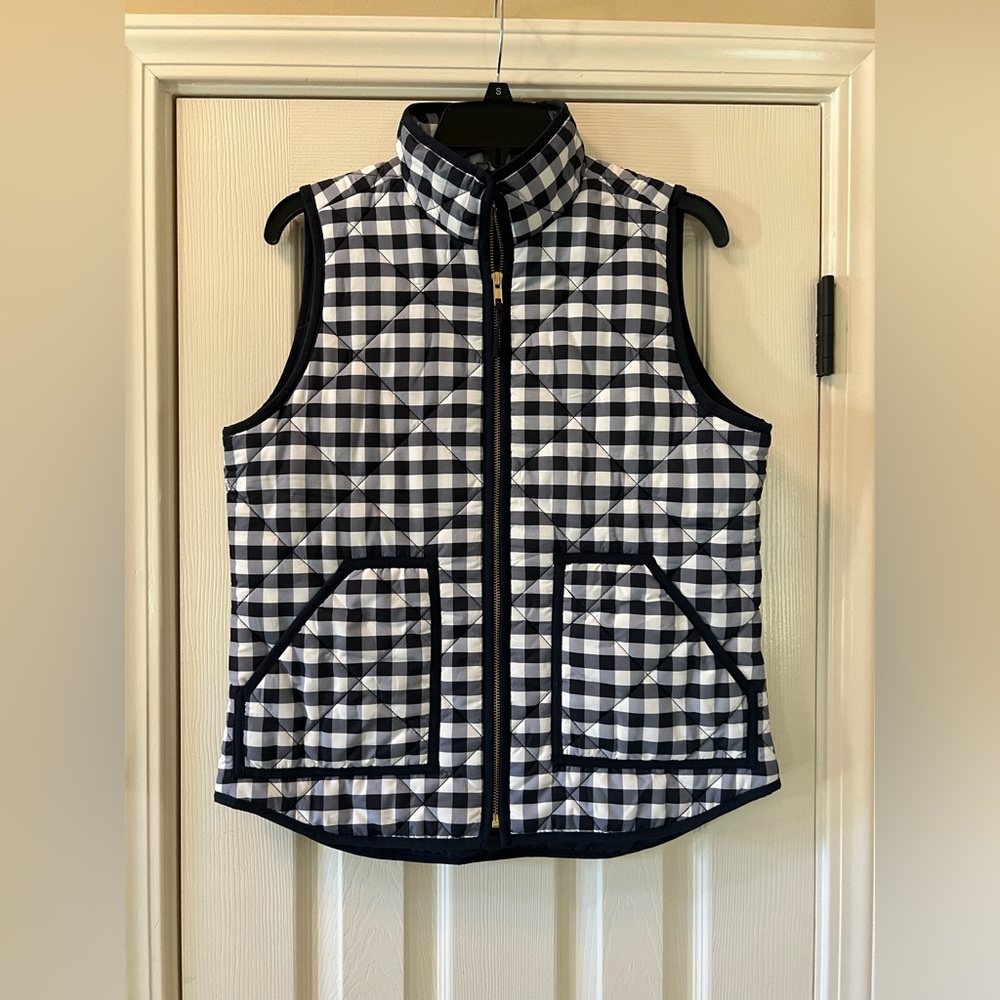 J. Crew Mercantile Navy and White Checkered Vest Size Small